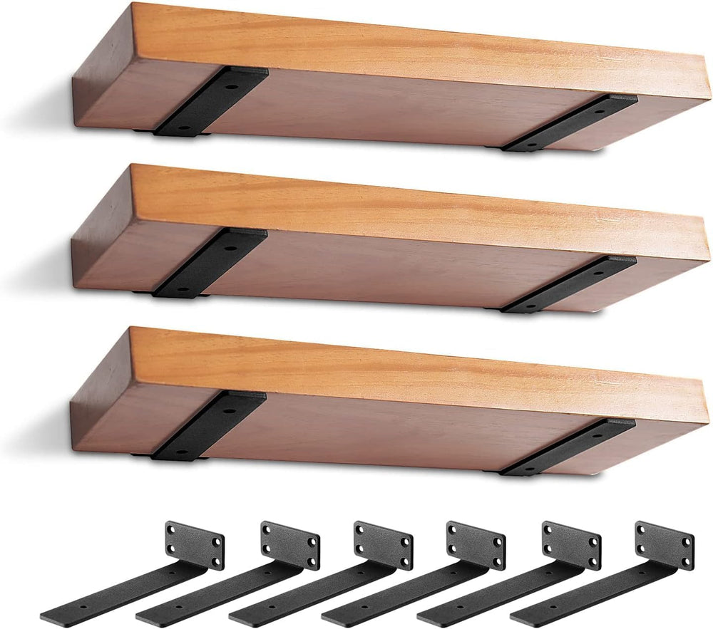 6 Pack Heavy Duty Metal Shelf Brackets 10 inch Long,Black