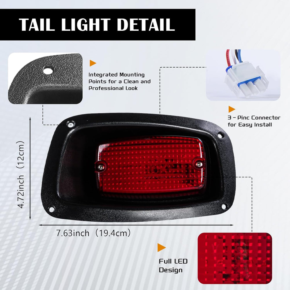 EZGO TXT 1996-2013 LED Adjustable Light Kit 48V, 2 LED headlight, 2 LED taill...