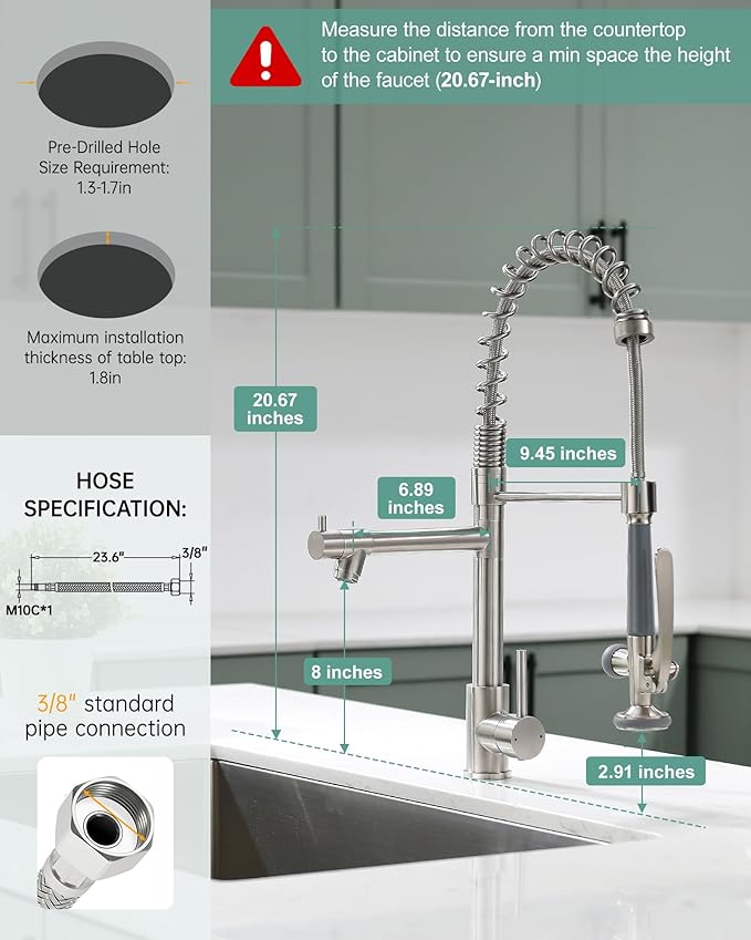 Fapully Commercial Pull Down Kitchen Sink Faucet