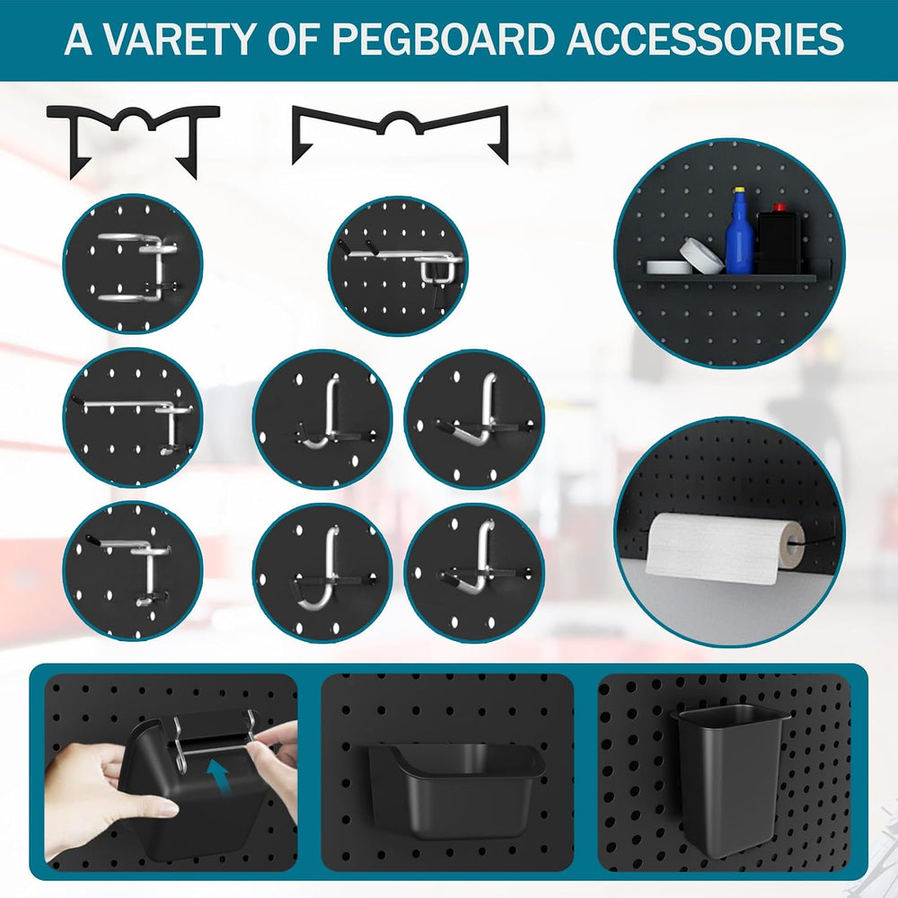 Metal Peg Board Kit with 1/4" Pegboard Accessories, 6 Pack 12"X24&q...