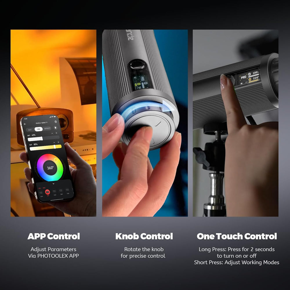 PHOTOOLEX RGB Photography Spotlight, Photography Flashlight, Optical Snoot