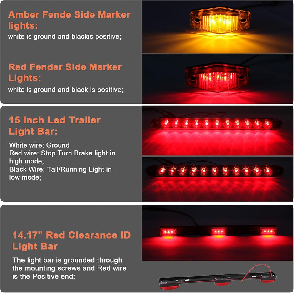 Partswcgg 12V Led Utility Trailer Tail Light Wire Kit w/25ft Wiring Harness
