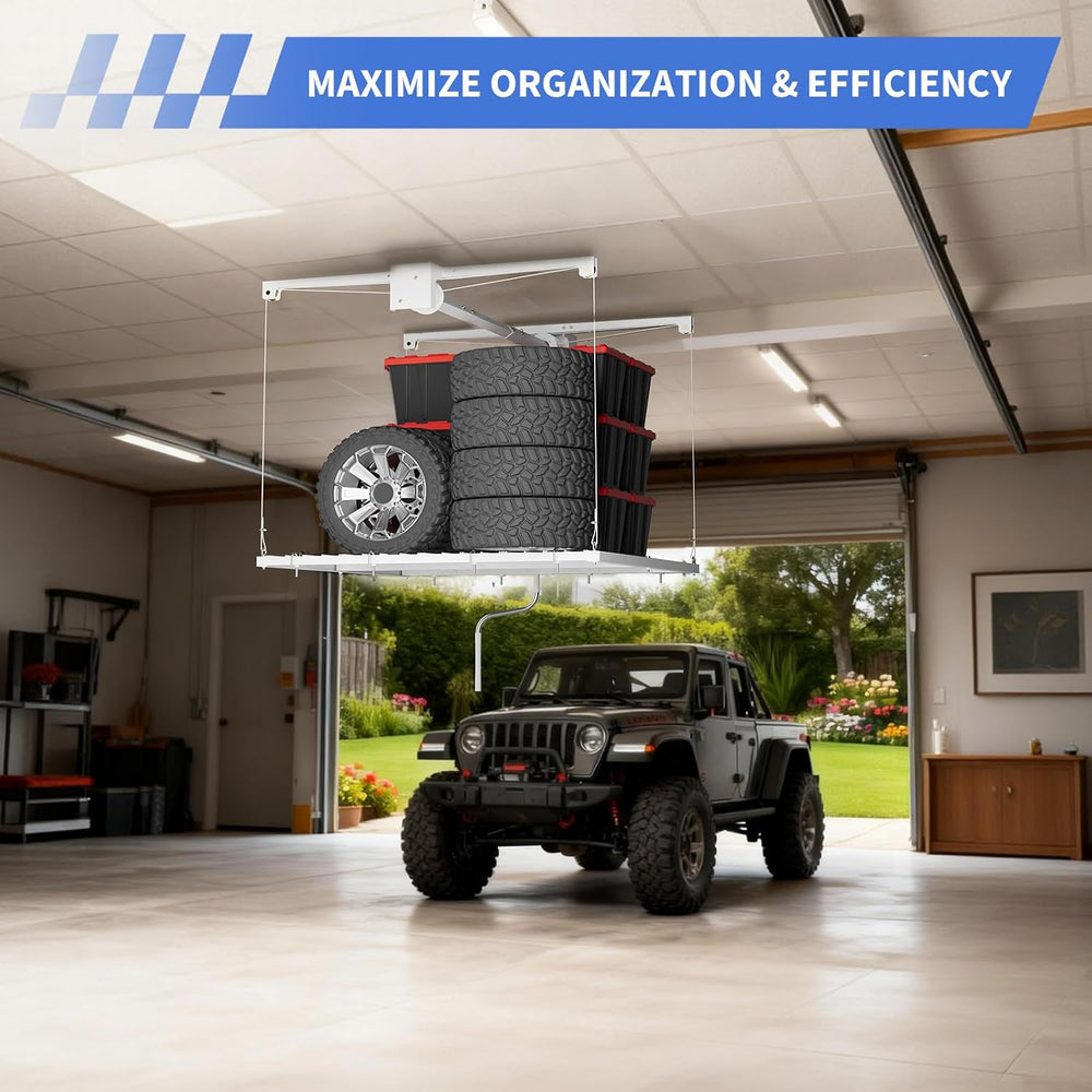 Overhead Garage Lifting Storage Rack, Maximize Your Garage Storage with Our 4...
