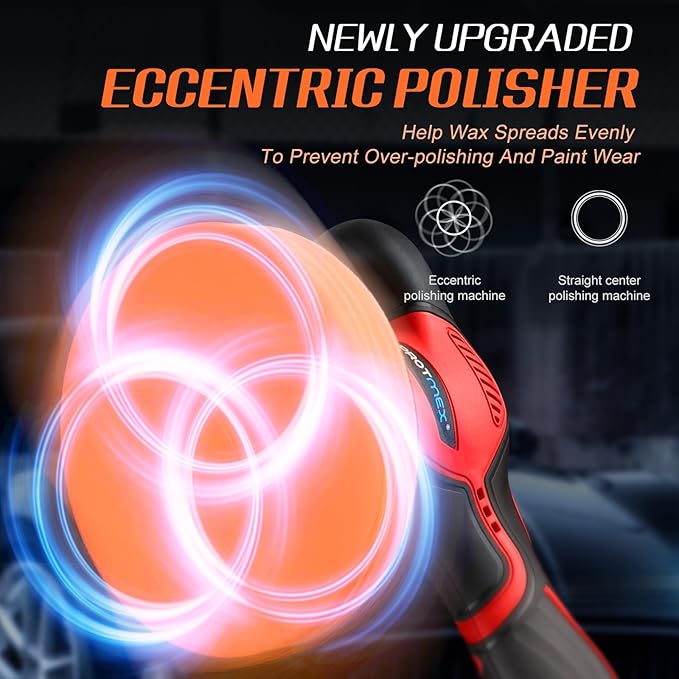 Cordless Car Buffer Polisher w/ 2x2000mAh 21V Batteries, 6 Inch Car buffer