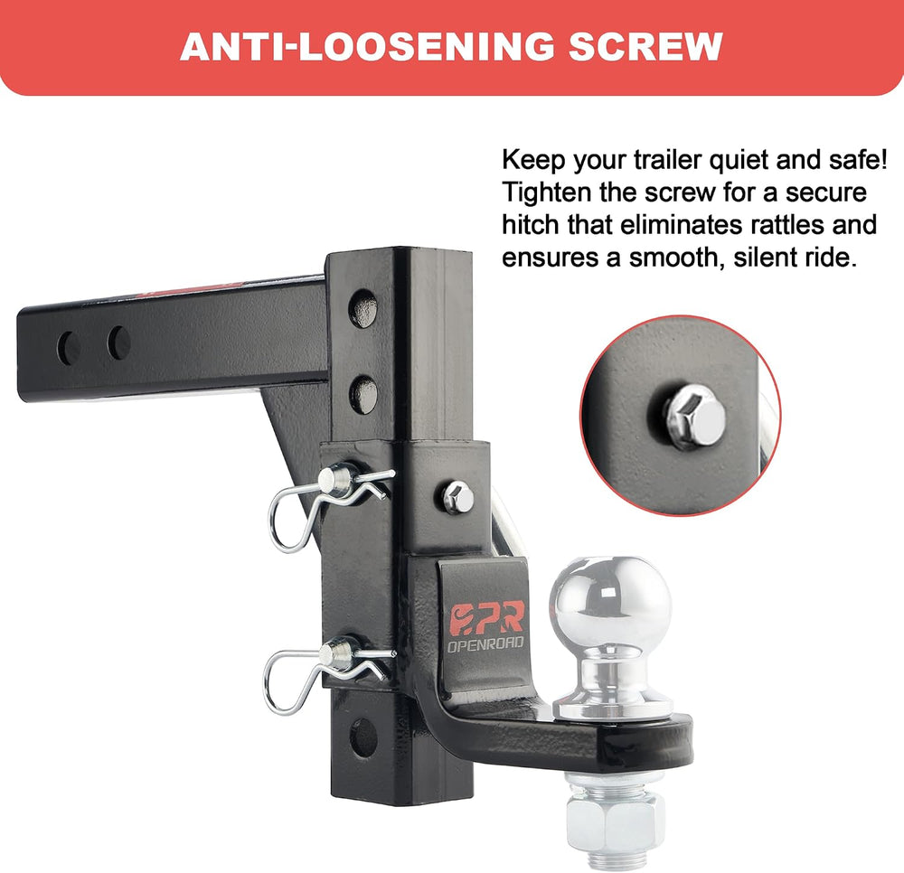 OPENROAD Adjustable Trailer Hitch Ball Mount for 2-Inch Receiver