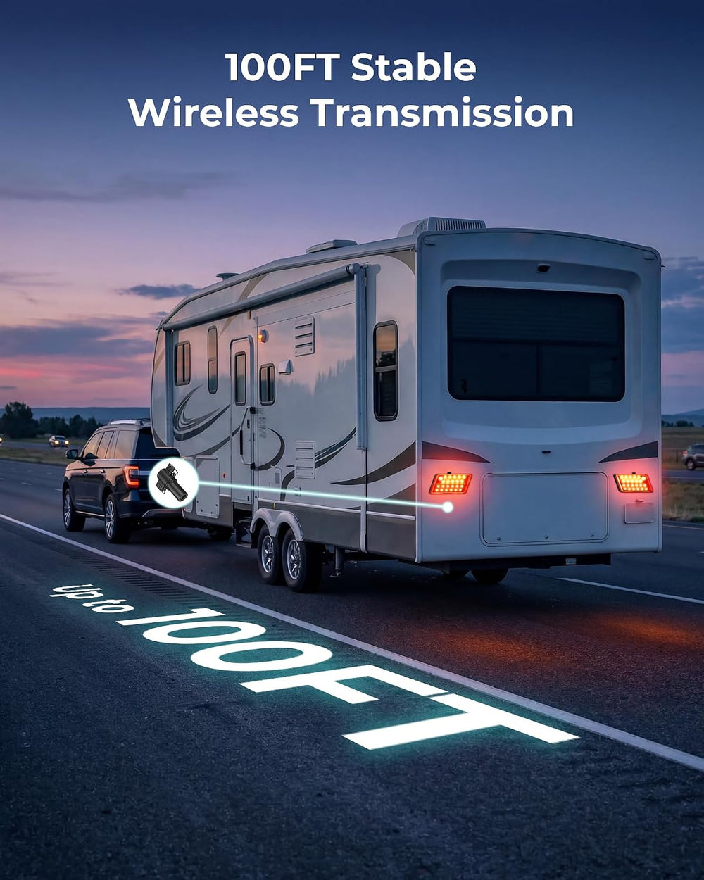 Wireless Trailer Lights, Adhesive Mount Rechargeable LED Tow Light Kit