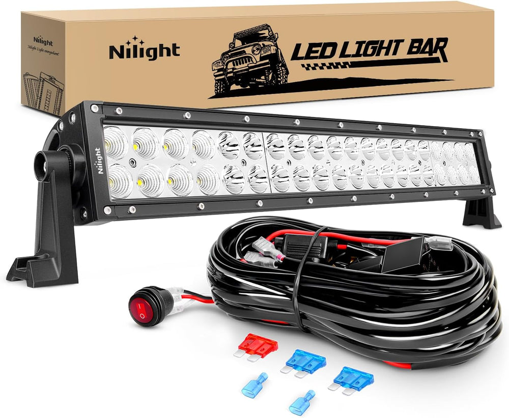 Nilight LED Light Bar 22Inch 120W Spot Flood Combo Off Road Lights Driving Fo...