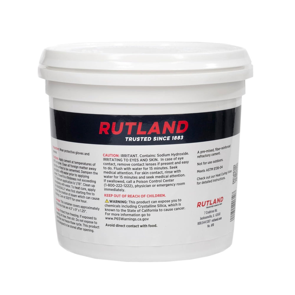 Rutland Refractory Cement 64 Oz - USA-Made High Temperature Fire Cement, Pre-...