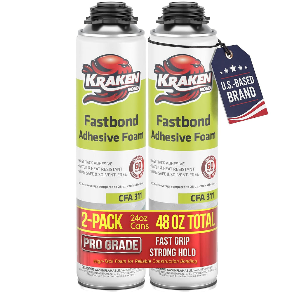 Kraken Bond Fastbond Spray Foam Adhesive (2x24oz.) - Heavy Duty Construction ...
