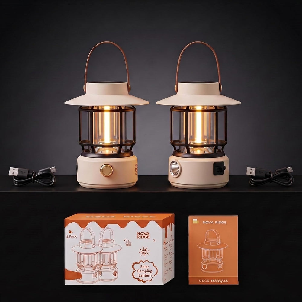 Solar Lanterns Outdoor Waterproof for Outages,Rechargeable Camping Lights