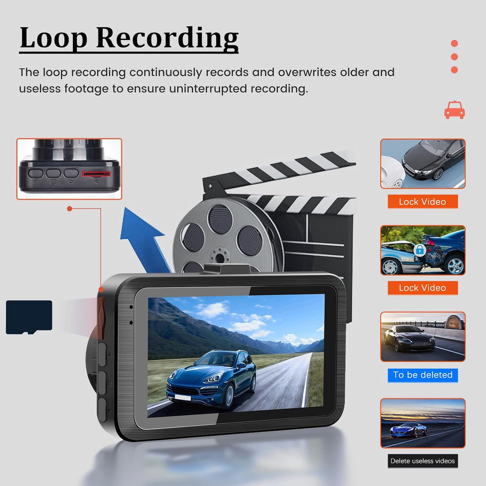 Dash Camera for Car - 3 Inch 1080P IPS Touchscreen Car Camera - G-Sensor/Loop...