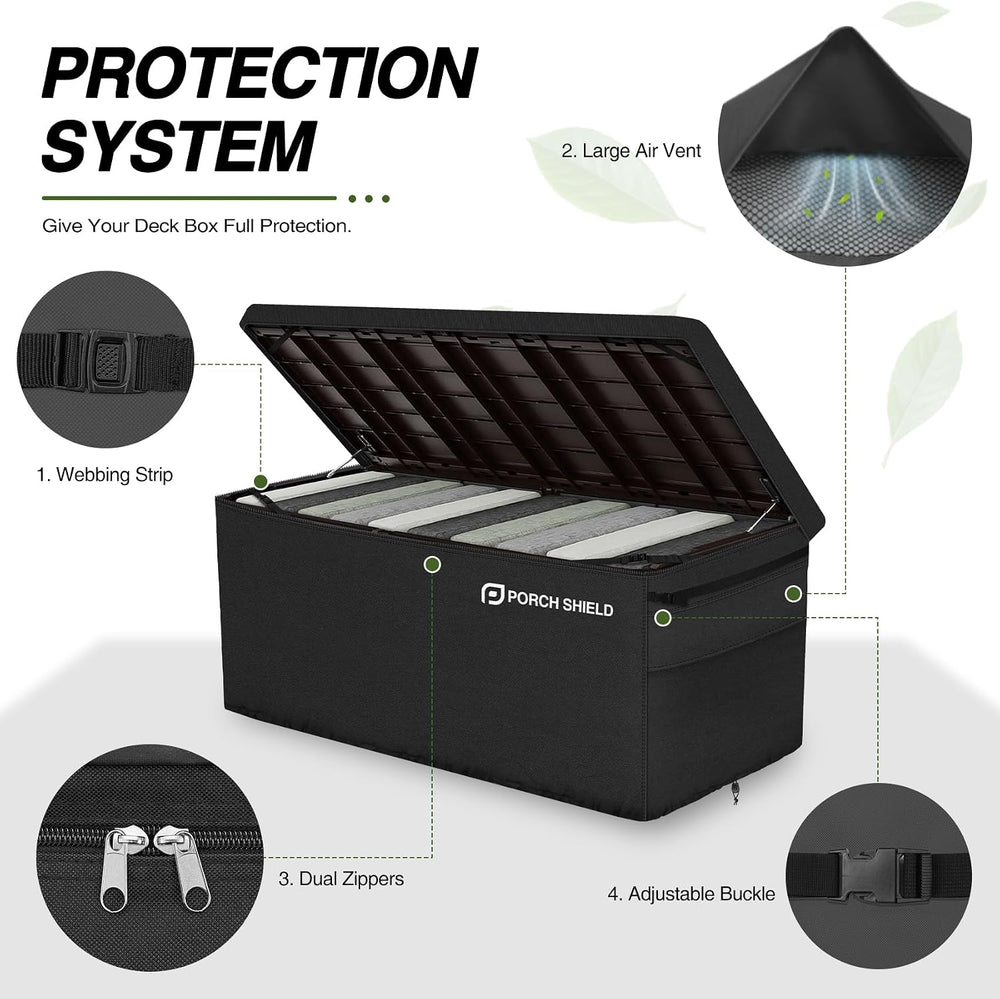 Porch Shield Patio Deck Box Cover (Upgrade), 62 x 29 x 28 inches, Black