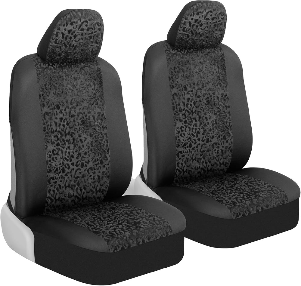 BDK Black Leopard Car Seat Covers for Front Seats, Animal Print Front Seat Co...