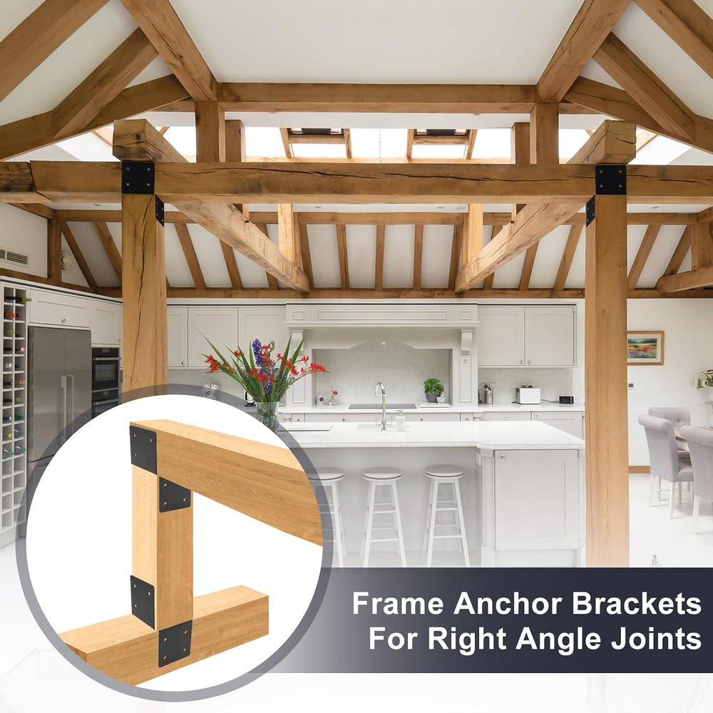 4-Pack 4x4 Deck Post Caps Tie Brackets, Base Anchor Mount for Wood