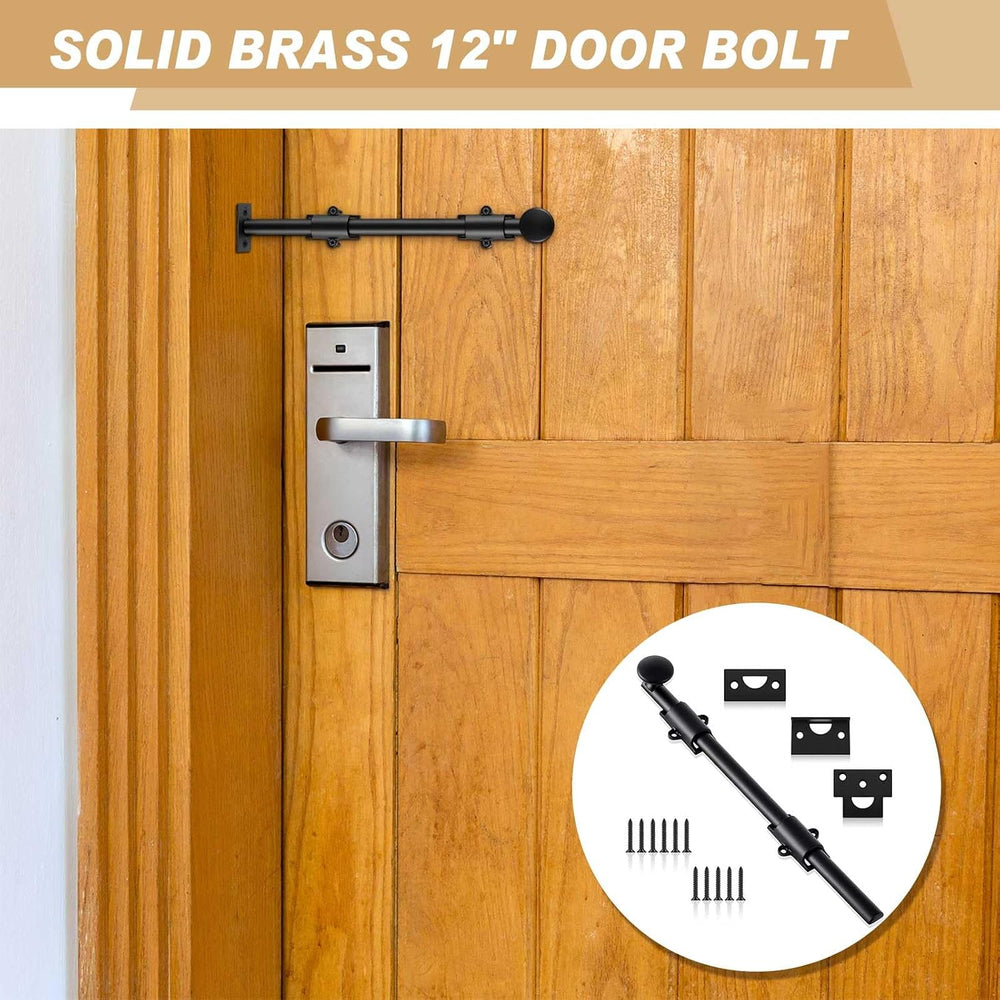 Tandefio 12" Dutch Door Bolt Heavy Duty Latch for Gate, Black
