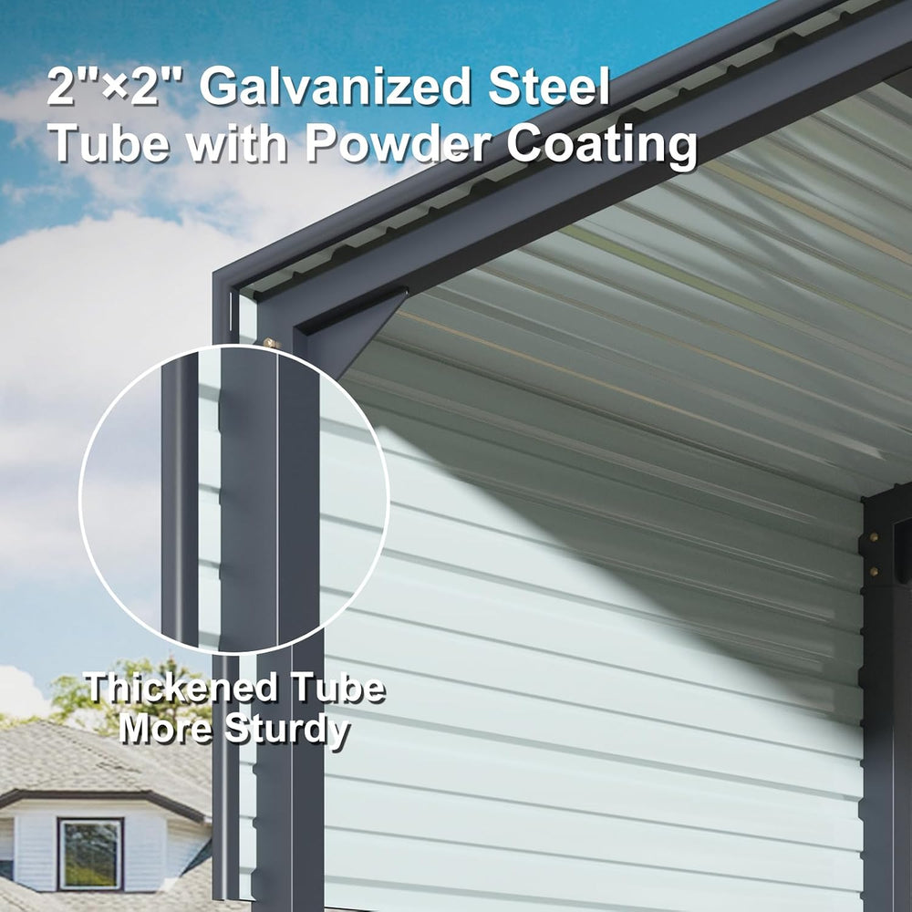 12×20 FT Carport, 2"x2" Reinforced Frame & 29-Gauge Leak-Resist...