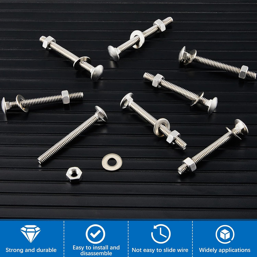 Zonon 100 Sets 5/16-18 x 2-1/2" Carriage Bolts and Nuts Kit,Silver