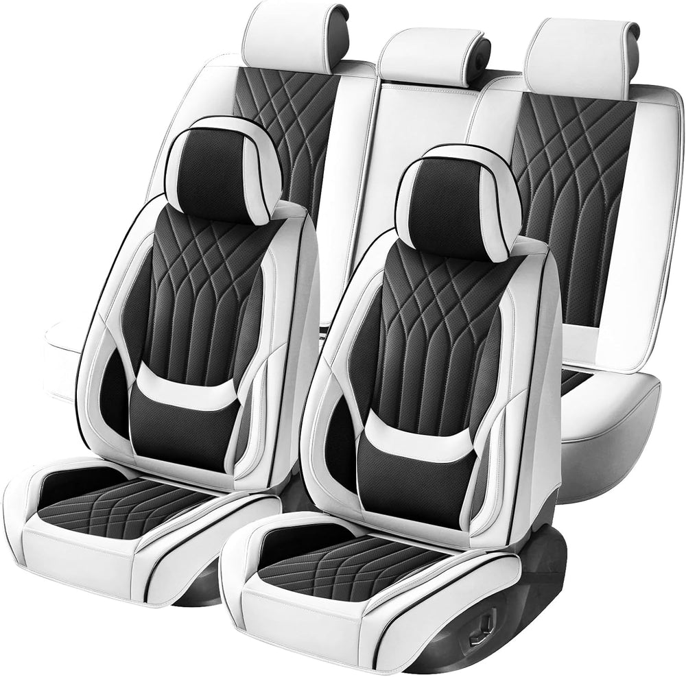 Black White Car Seat Covers Full Set Universal 5-Seater Full Wrap