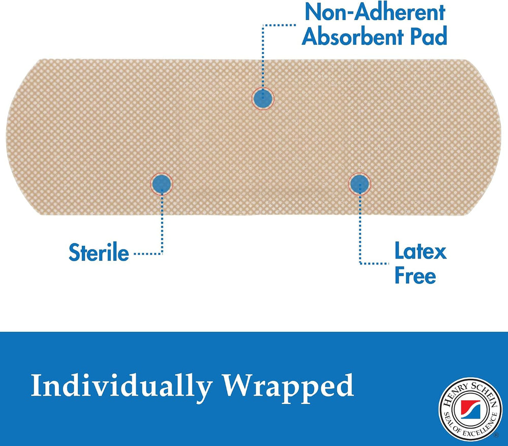 Henry Schein Sheer Strip Adhesive Bandages, 1" x 3", Sterile, 1500 Ct