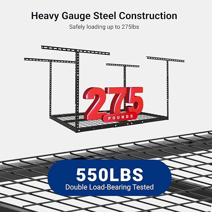 FLEXIMOUNTS 3x4 Overhead Garage Storage Rack, Adjustable Organization System
