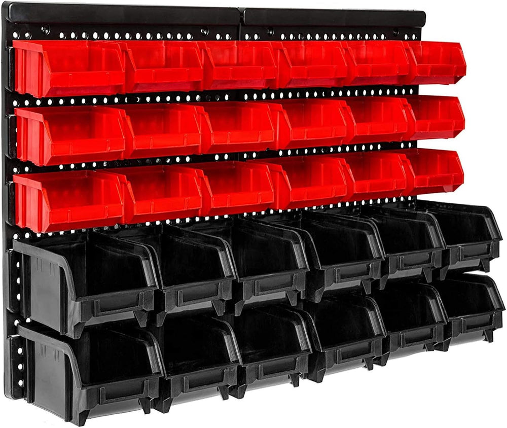 Wall Mounted Storage Bins, 30 Wall Mount Tool Organizer Bins Plastic Parts Ra...