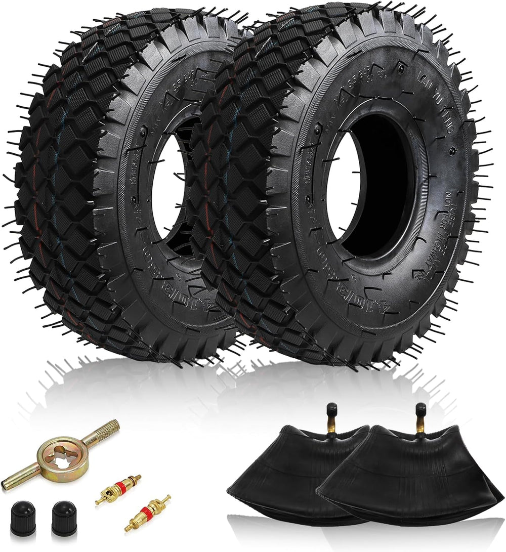 Covzoe 2 Set 4.10/3.50-4 Tire and Inner Tube with Bent Valve Stem