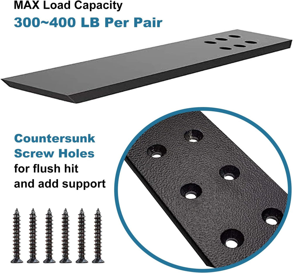 WINKER Countertop Support Bracket 4 Pack, 12" L x 2.5" W, Black Ste...