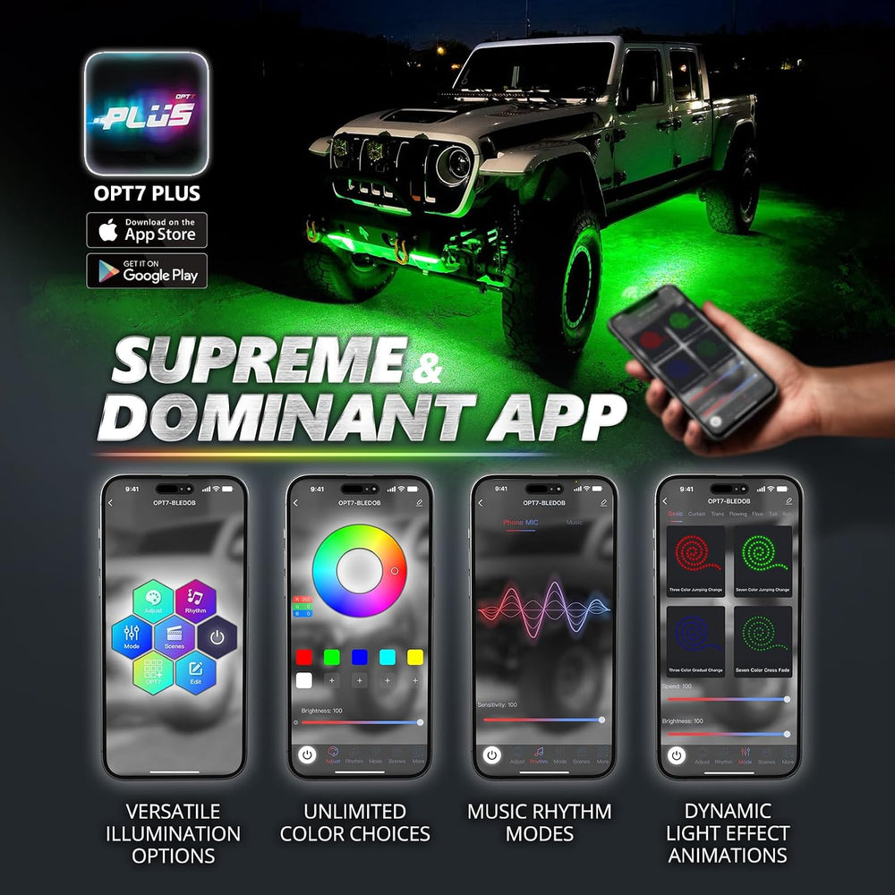 OPT7 Aura Pro RGB Aluminum Truck Underglow Kit with App & Remote Control