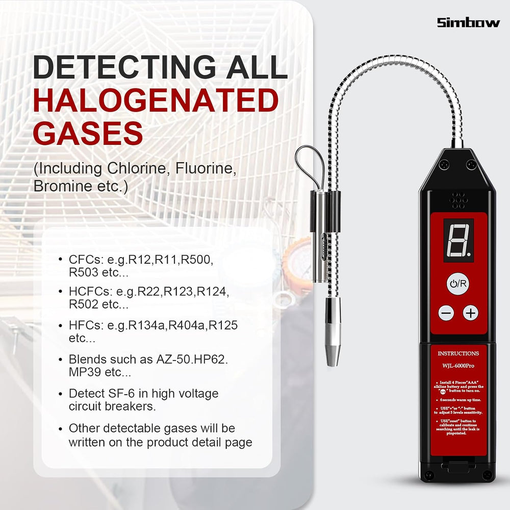 WJL-6000PRO HVAC Refrigerant Leak Detector with 0.14 oz/yr Sensitivity