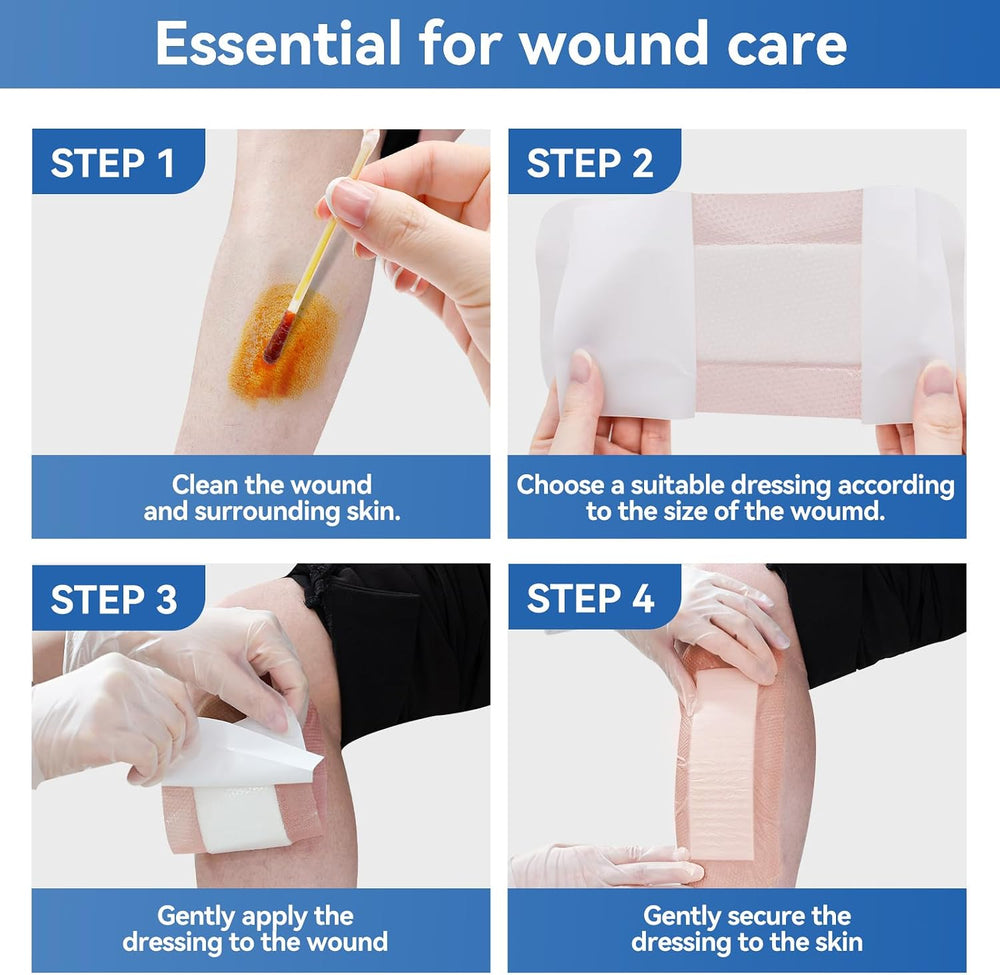 Super Absorbent Silicone Dressing 4"x8" 15Pcs for Post Surgery
