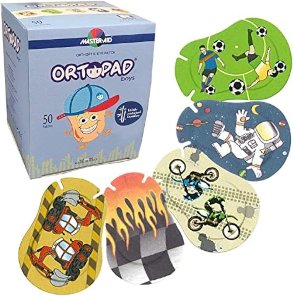 Ortopad® Boys Adhesive Eye Patches, 50/bx, Racing Flames Pk, Reg Size 4+ yr