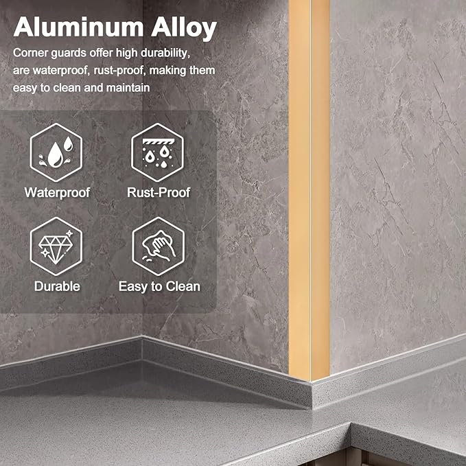 4PCS 45" Aluminum Metal Corner Protectors, Self Adhesive Corner Guards