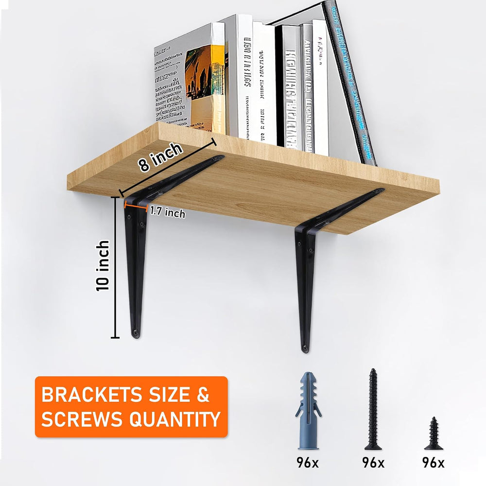 ELSKER&HOME Shelf Brackets 10 Inch 32 Pack Black Metal L Brackets for Shelf