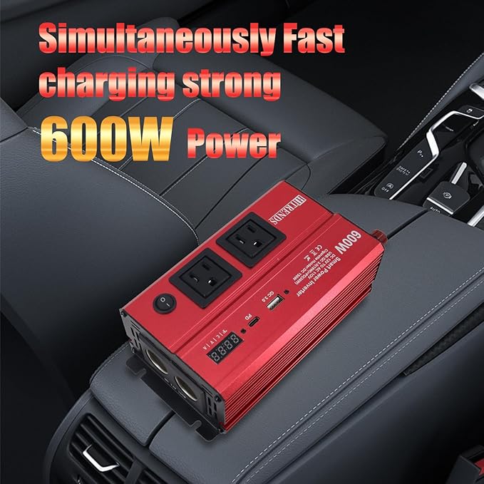 HITRENDS 600W Car Inverter, 12V DC to 110V AC,
