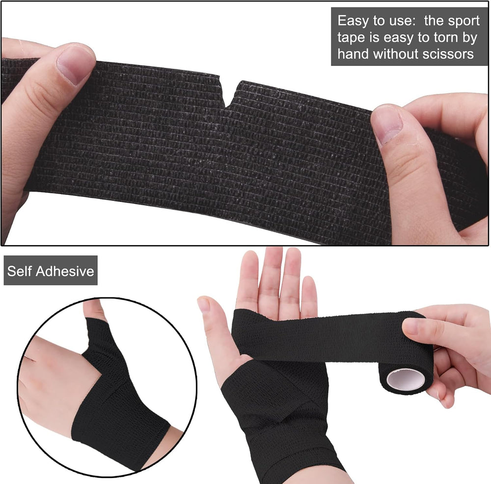 BQTQ 168 Rolls Elastic Adhesive Tape 2 Inch Self Adherent Bandages(Black)
