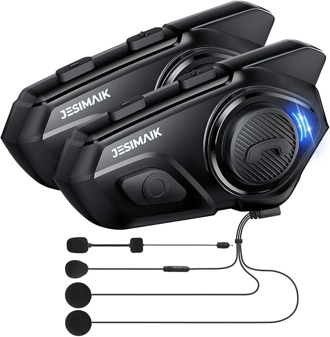 Motorcycle Helmet Bluetooth Headset, 10 Way 2KM Helmet Communication System (2 Pack)
