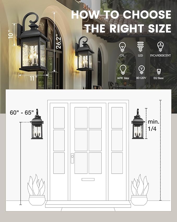 FEMILA 26" Outdoor Wall Light, Large Exterior Wall Lantern