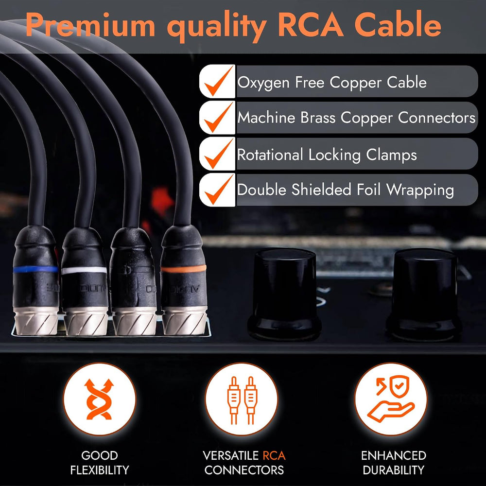 Elite Audio Premium 20ft 4-Channel | RCA Interconnect Cable | OFC |Shielded