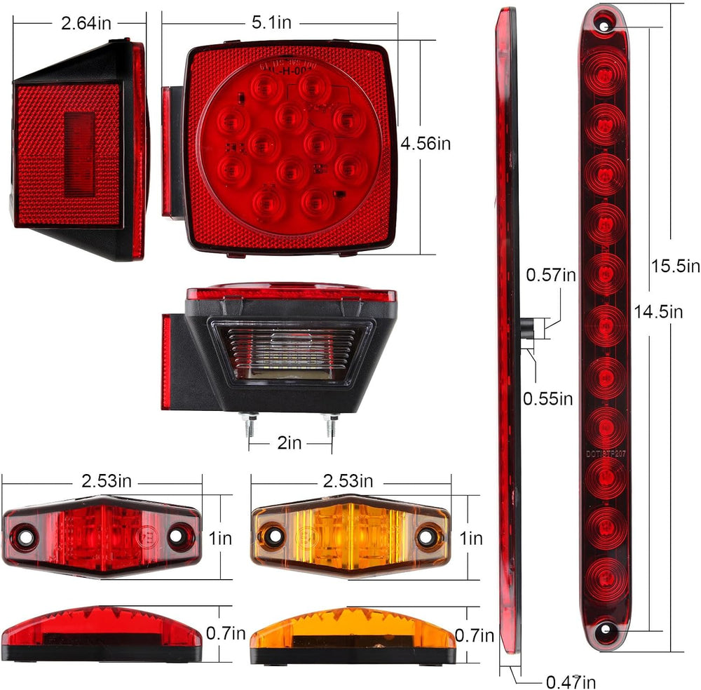 Partswcgg 12V Led Utility Trailer Tail Light Wire Kit w/25ft Wiring Harness