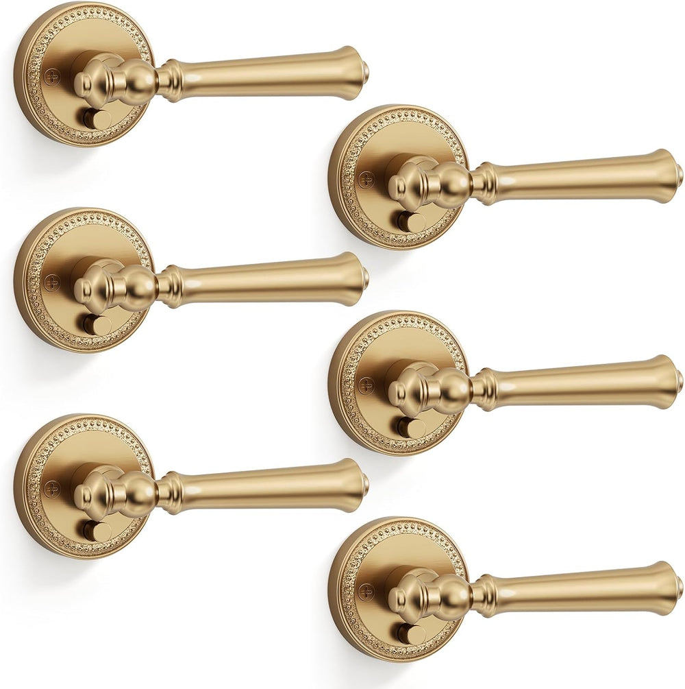 Amerdeco 6 Pack Champagne Bronze Privacy Interior Door Handles