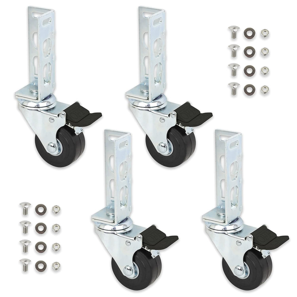 4pc - Storage Rack Caster Wheels (Adapts to Boltless Self Locking Shelving Ra...