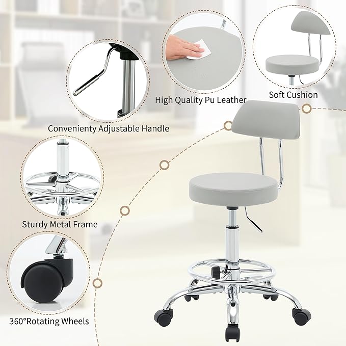 Rolling Massage Chair, Height Adjustable Salon Stool