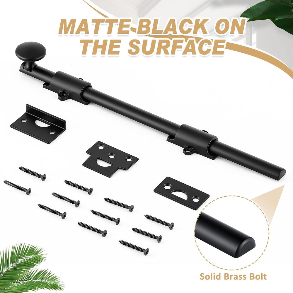 Tandefio 12" Dutch Door Bolt Heavy Duty Latch for Gate, Black