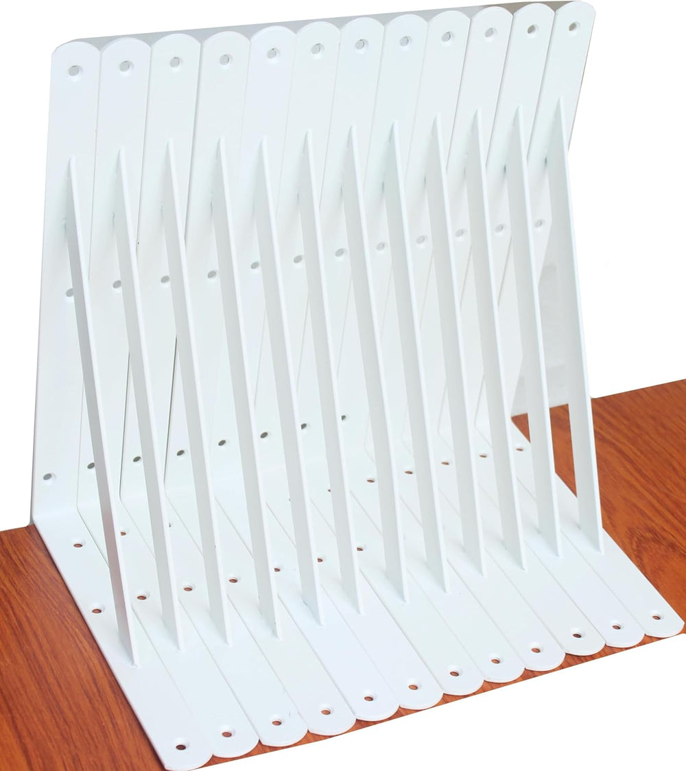12 Pack L10 x H 8" White Heavy Duty Shelf Brackets with Screws Metal She...
