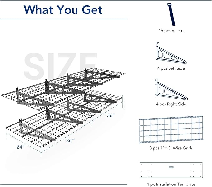 FLEXIMOUNTS 2-Pack 2x6ft Garage Shelving 24-inch-by-72-inch Wall Shelf Garage
