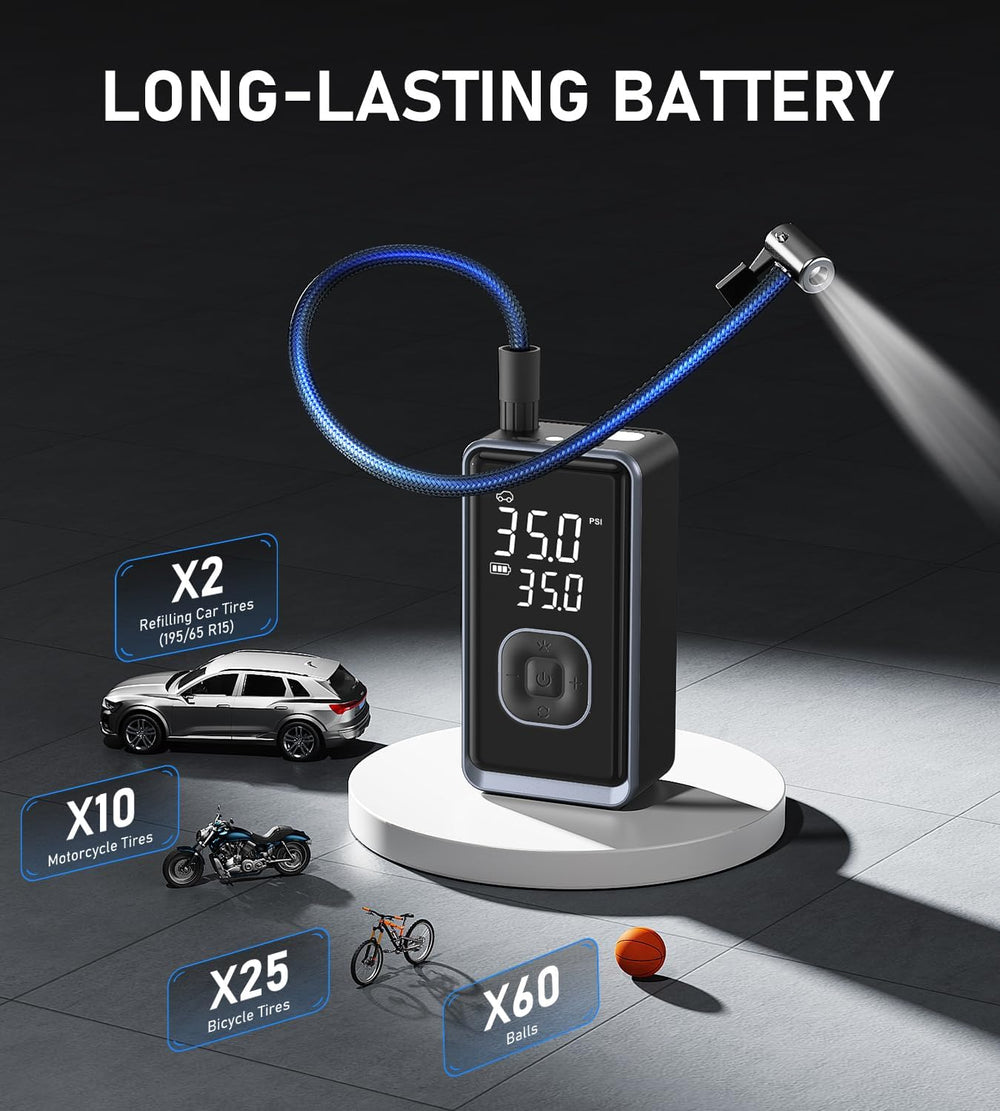 Tire Inflator Portable Air Compressor, 150PSI Cordless Pump for Car Tires