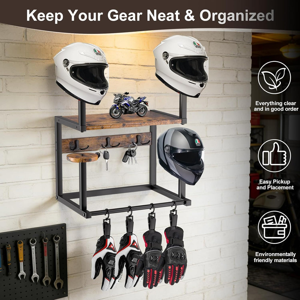 Motorcycle Helmet Holder Wall Mount, 4-Helmet Capacity Rack Accessories