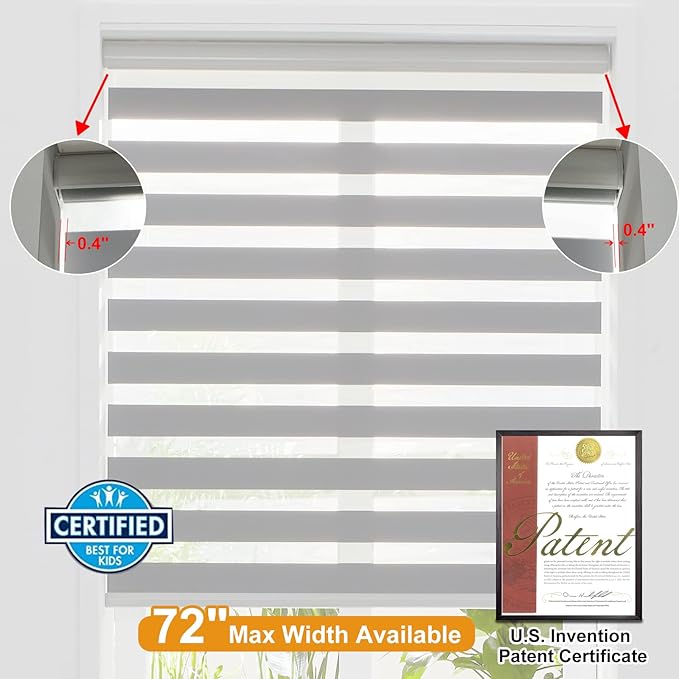 Persilux Cordless Zebra Blinds for Windows Free-Stop Window Blinds Dual Layer