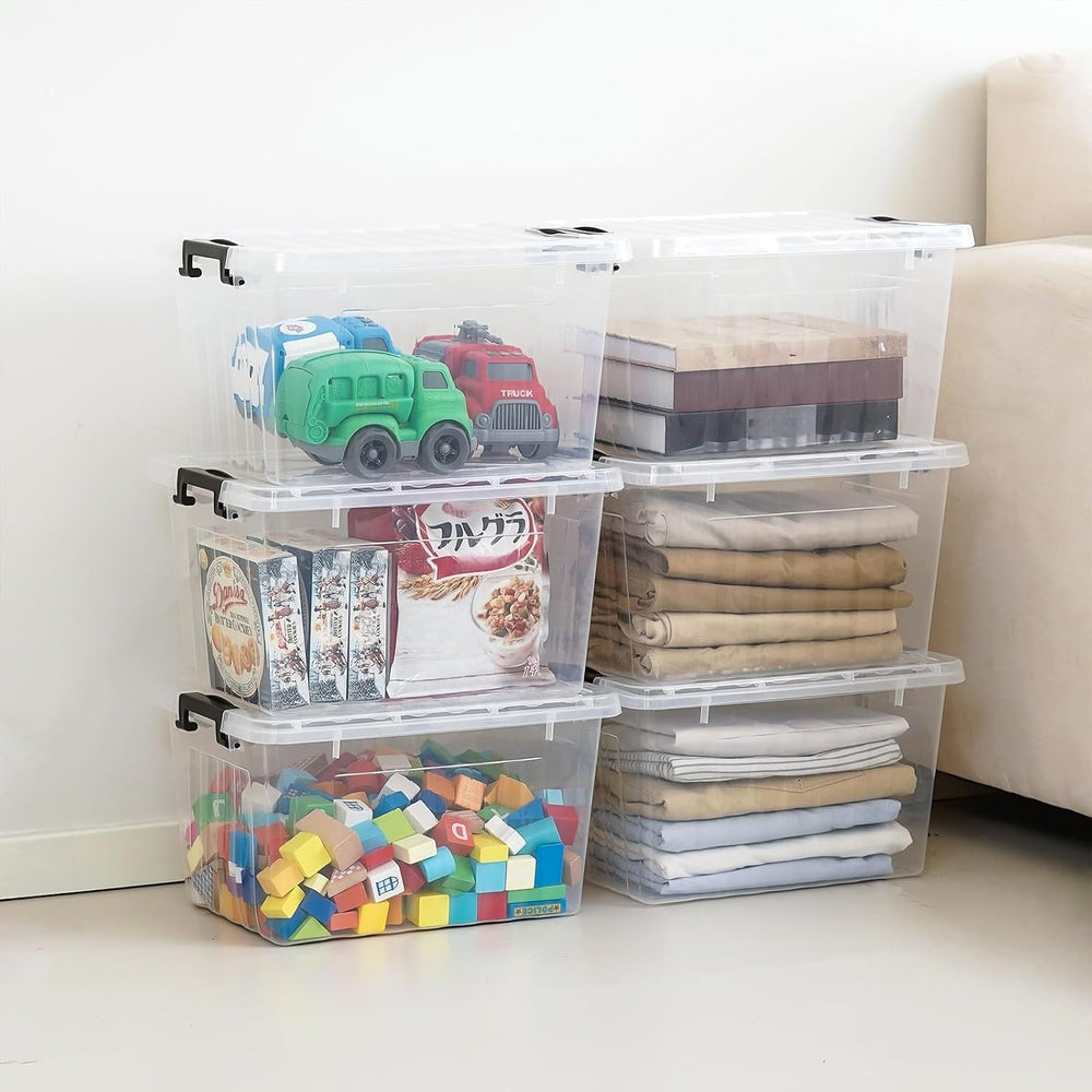 Citylife 22 Quart Clear Plastic Storage Bins with Lids 6-Pack