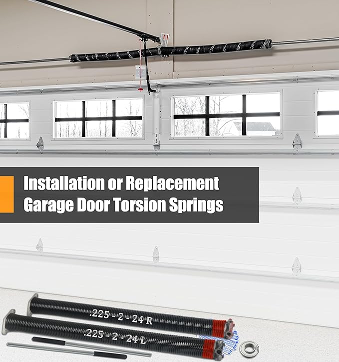 Garage Door Torsion Spring Set, Pair of 2" Electrophoresis Coated Garage...